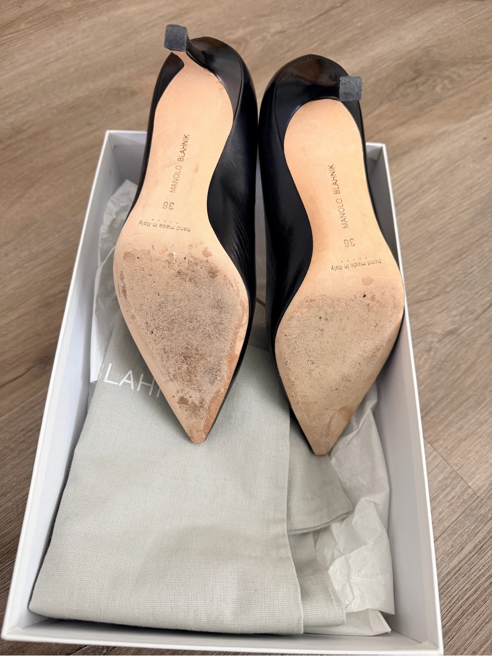 70 mm Black Manolo Blahnik Heels - Picture 3 of 8